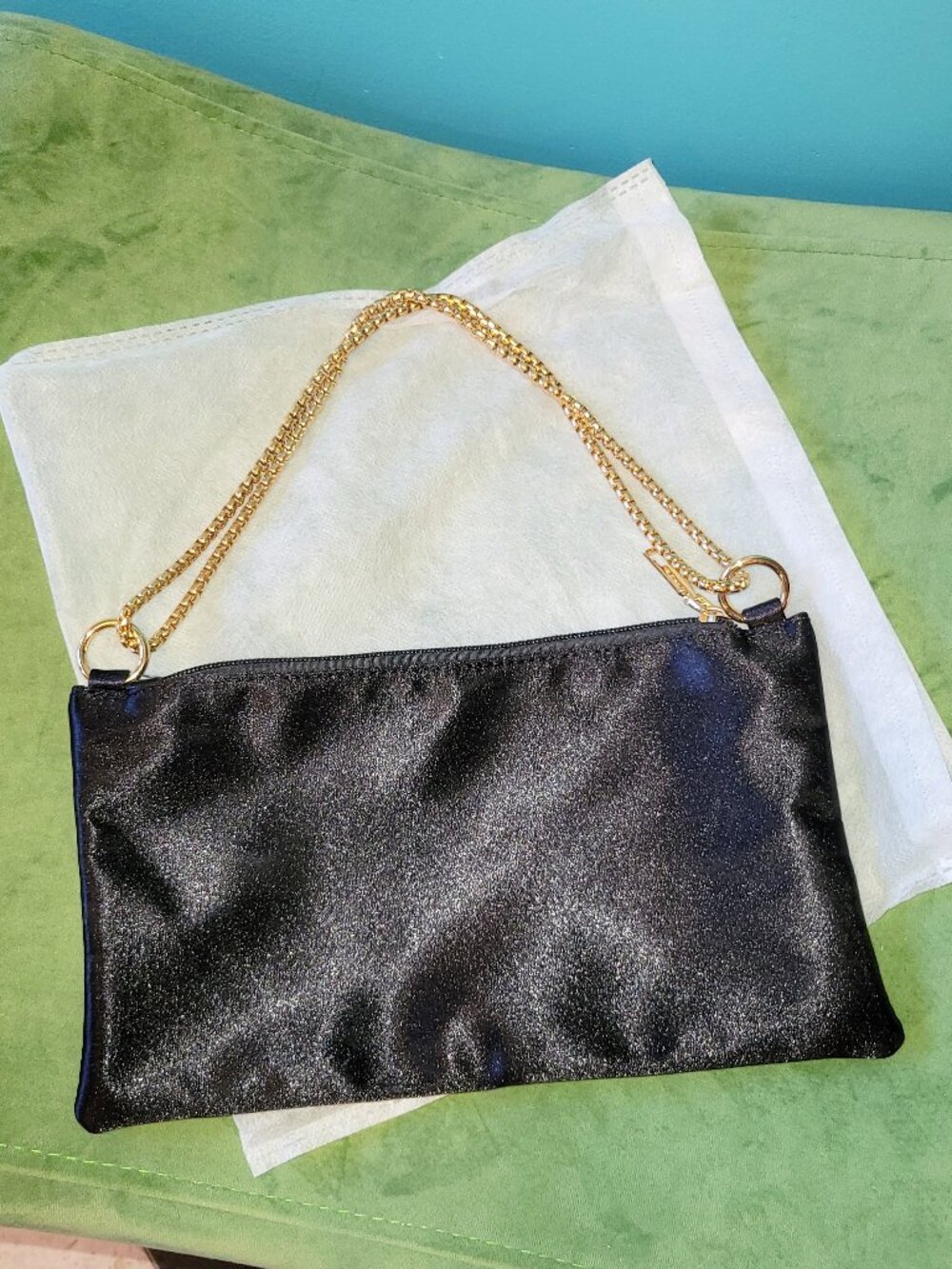 EUC! | Verdusa Satin-Finish Evening Bag | Black and Gold | Small-Medium